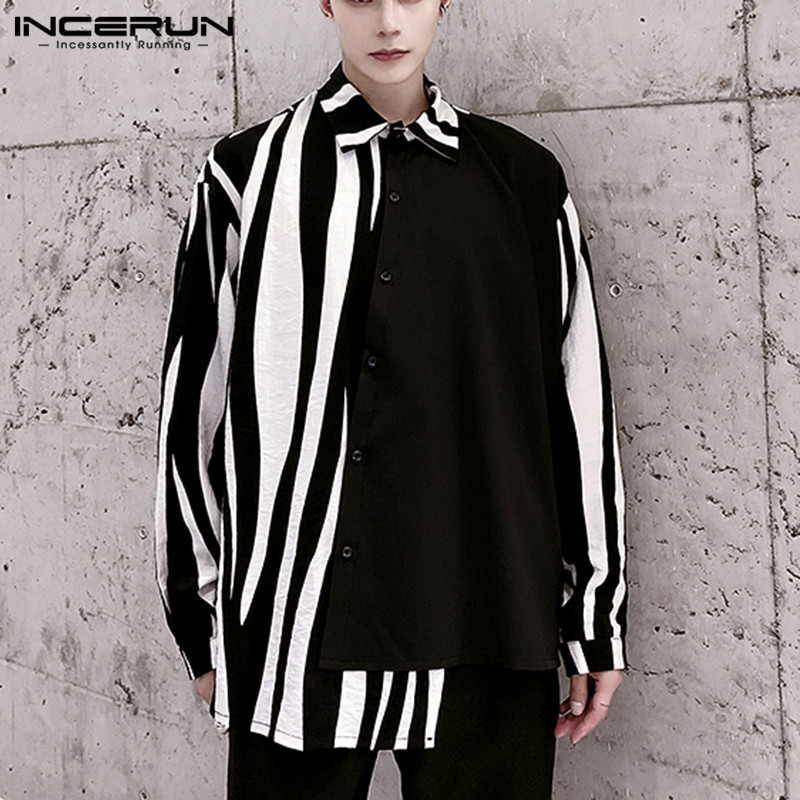 Streetwear Brands 2026 - 2026 Men Striped Patchwork Shirts Brand