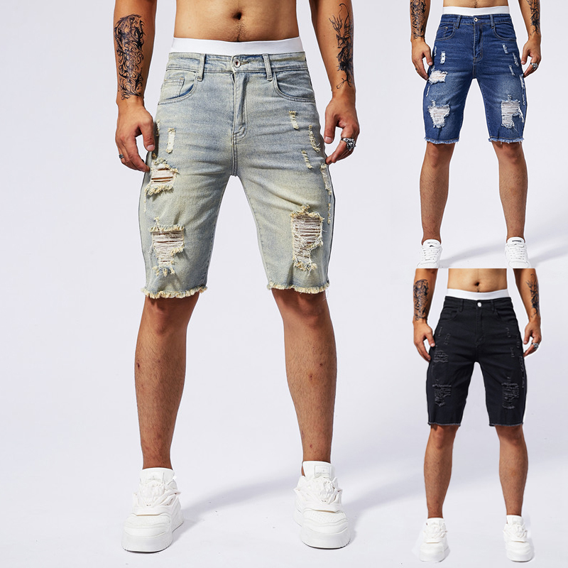 Streetwear Brand China - 2025 Summer New Men's Ripped Denim