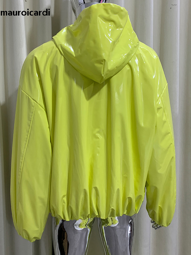 Streetwear Brand China - Mauroicardi Spring Oversized Shiny Glossy Leather