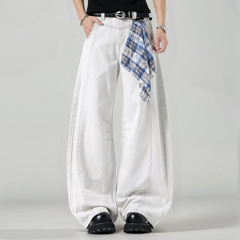 Streetwear Brand China - Men's Loose Wide Leg Plaid Pants