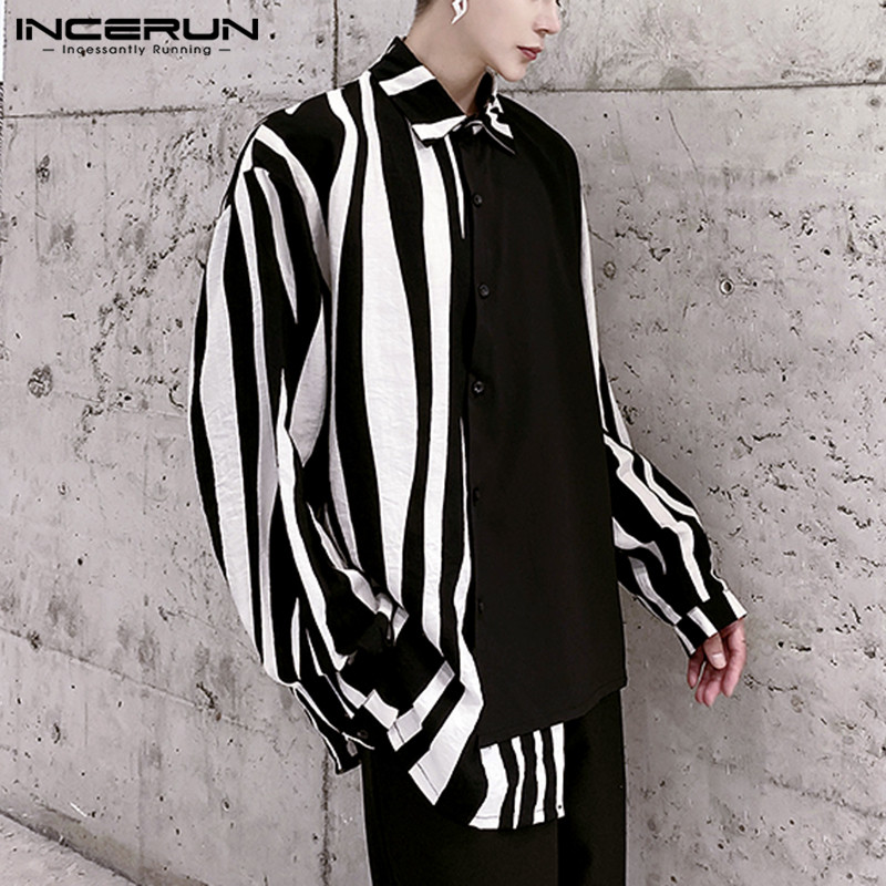 2026 Men Striped Patchwork Shi - Streetwear Brands 2026 评论和价格