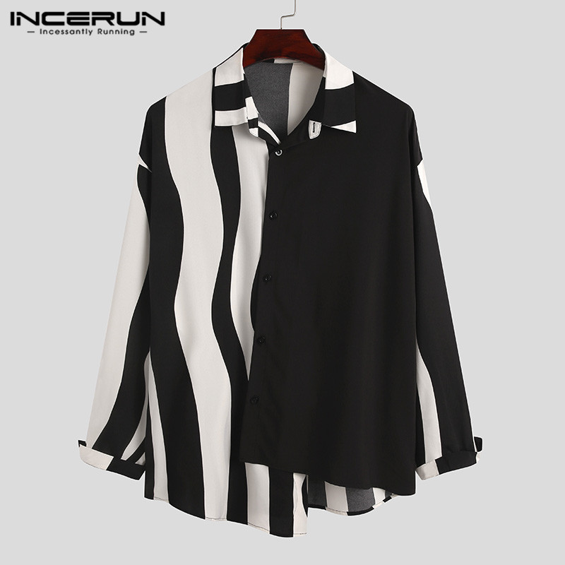 2026 Men Striped Patchwork Shi - Streetwear Brands 2026 评论和价格