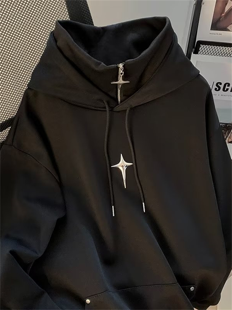 Autumn Winter High Neck Hoodie - Streetwear Brand Hoodie 评论和价格