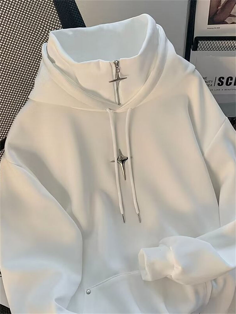 Autumn Winter High Neck Hoodie - Streetwear Brand Hoodie 评论和价格