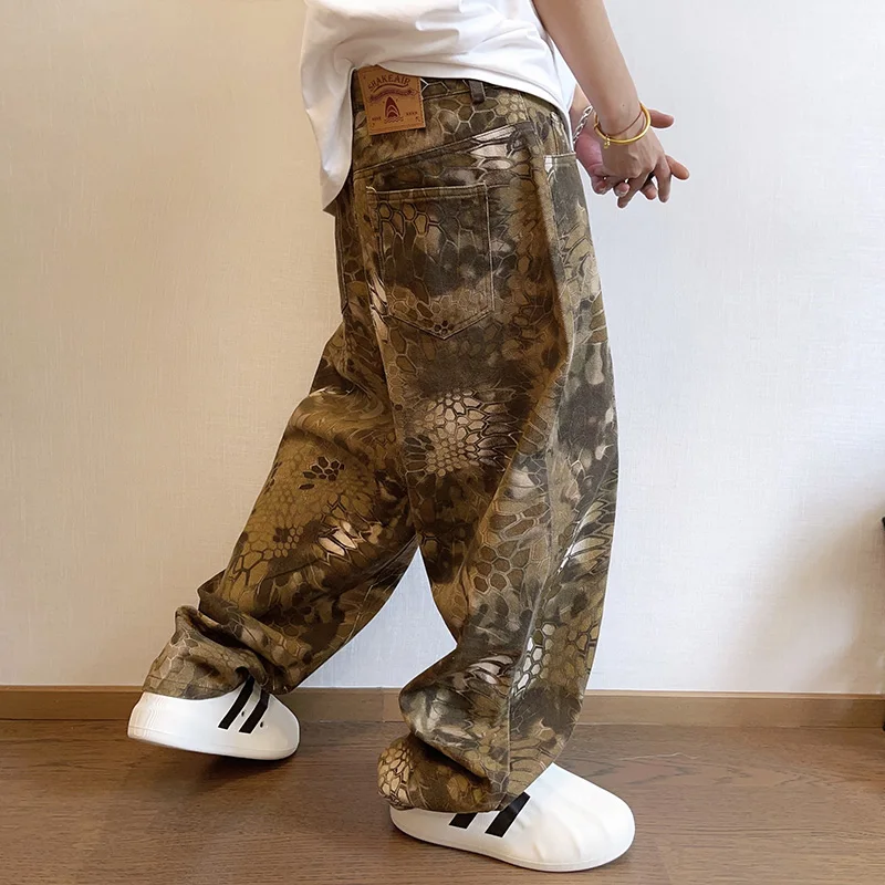 New Men Chic Snake Print Stree - Streetwear Brand Graphic Designer 评论和价格