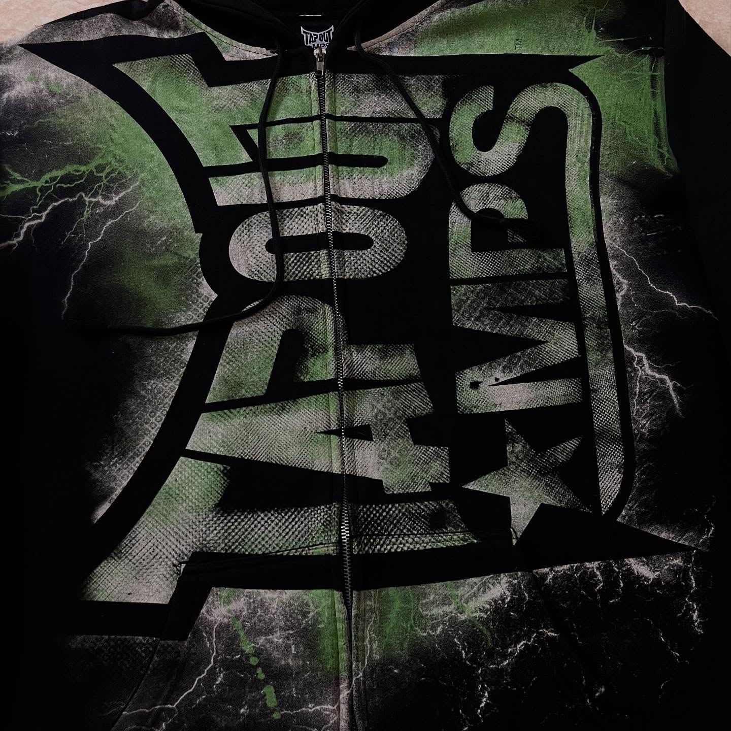 Vintage Green Tapout Print Zip - Streetwear Brand Y2K 评论和价格