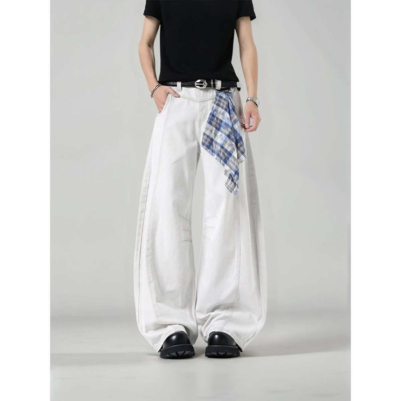 Men's Loose Wide Leg Plaid Pan - Streetwear Brand China 评论和价格