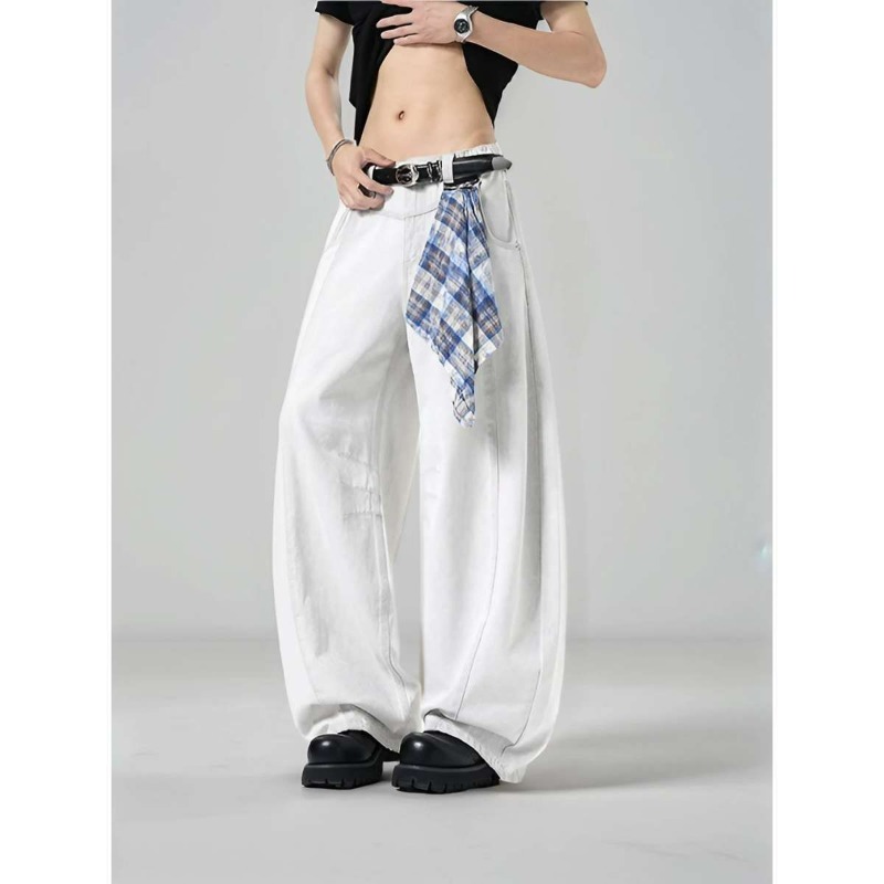 Men's Loose Wide Leg Plaid Pan - Streetwear Brand China 评论和价格